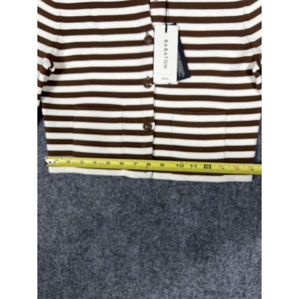 Aritzia Babaton Notable Cardigan XS Brown White Striped Cropped NWT - Picture 5 of 15